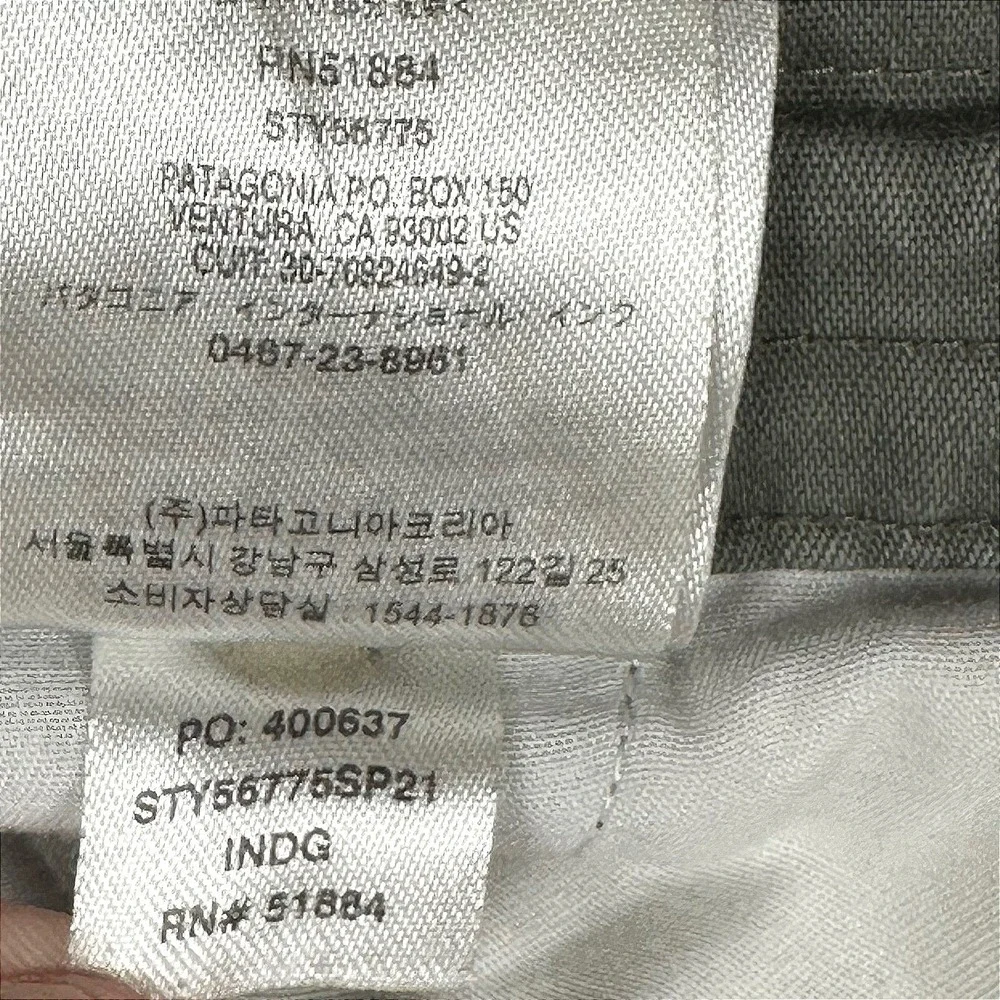 Patagonia Twill Traveler Pants Men's S Industrial Green Stretch Organic Cotton